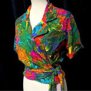 Colorful Hawaiian Shirt/Wrap Top